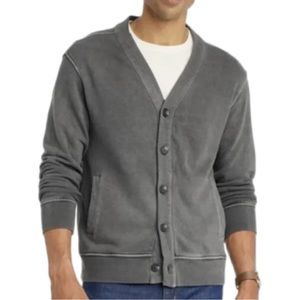 Goodfellow & Co Men's V-Neck French Terry Button Cardigan Large Gray Sweater